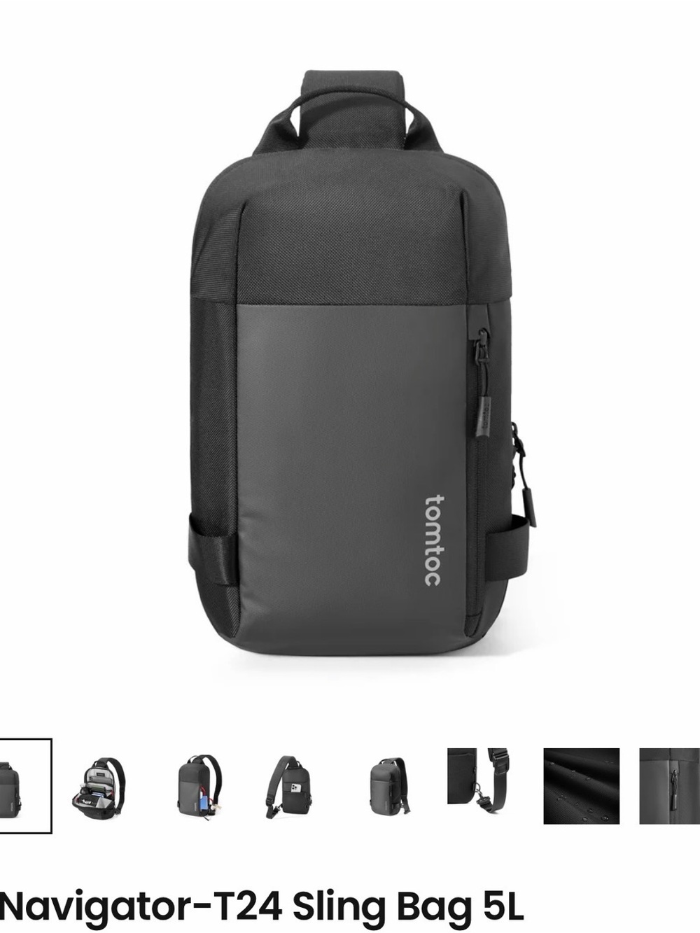Tomtoc Black Navigator-T24 5L Sling Bag for Men
